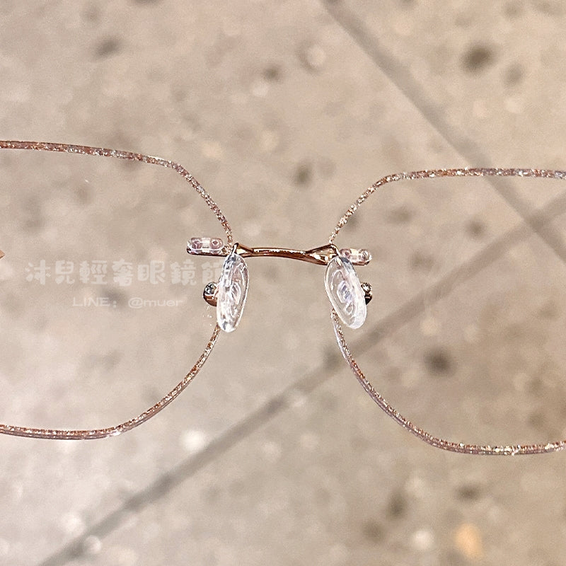米奇粉色鏡腿無框眼鏡
