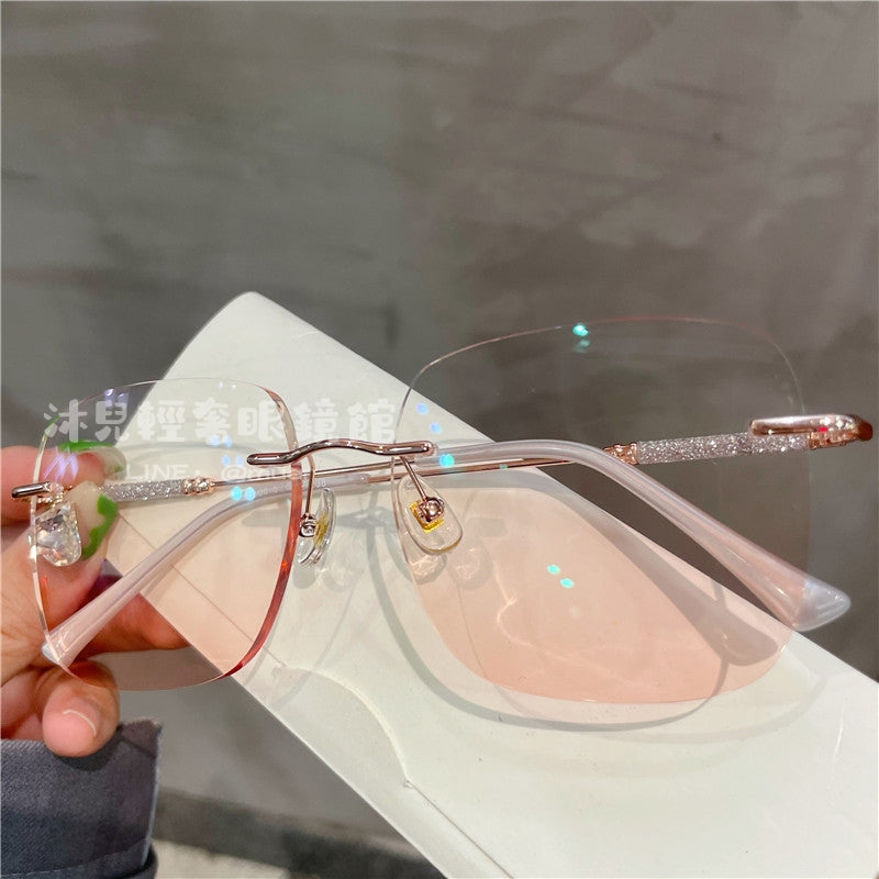 腮紅粉變色無框眼鏡