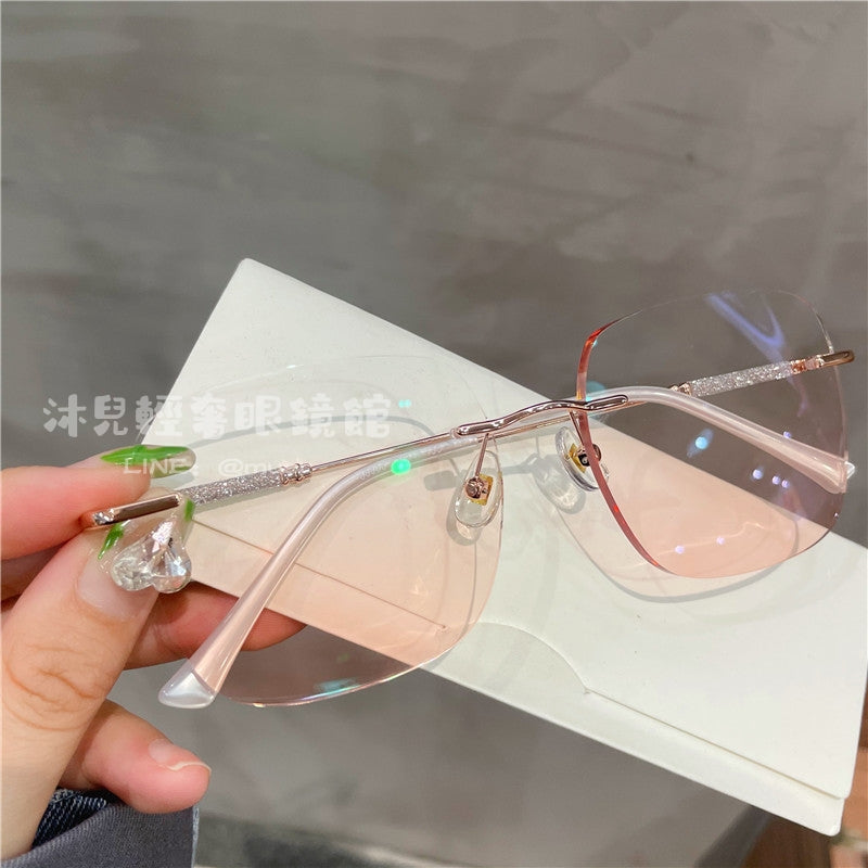 腮紅粉變色無框眼鏡