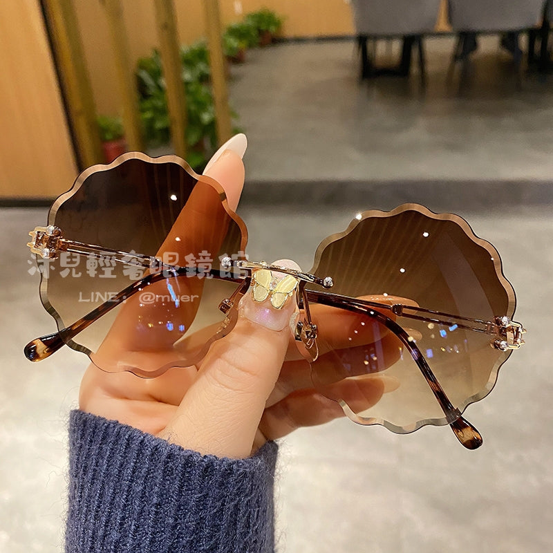 切邊太陽花無框眼鏡墨鏡